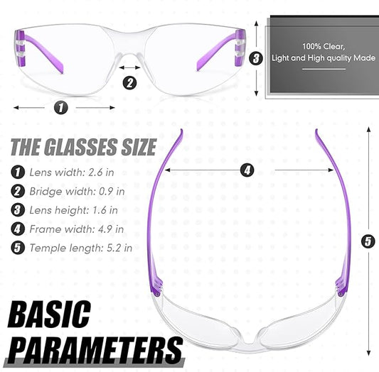 Chumia 64 Pcs Kids Safety Glasses Scratch Impact Resistant Safety Goggles Anti Fog Protection Glasses with Clear Lens
