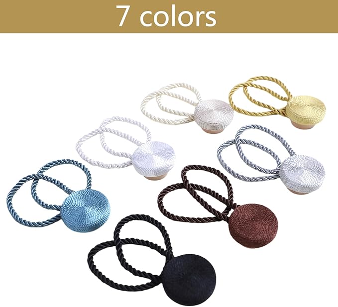 Magnetic Curtain Tiebacks - 12mm Magnetic Tie Backs for Curtains, Heavy Duty No Drill Curtain Holdbacks for Home/Office Windows Drapes, Elegant Gift-Ready Design 7 Colors (4, Gold)