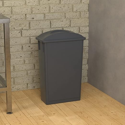 23 Gallon Gray Slim Jim Trash Can with Flat Lid with Handle