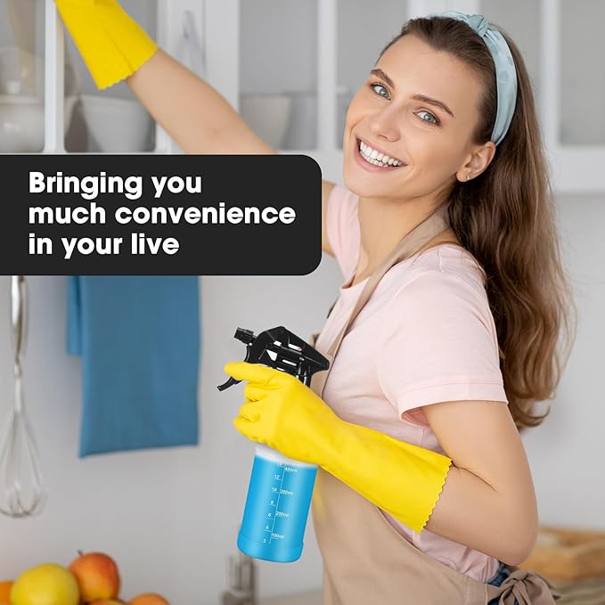 Eccliy 12 Pcs 16 Oz Plastic Spray Bottle, Adjustable Empty Reusable Sprayer for Cleaning, Planting, Water, Bathroom and Kitchen, BBQ, Commercial and Residential (Black Clear,Measurement)