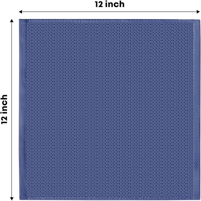 Artoid Mode 100% Cotton Navy Blue Waffle Weave Kitchen Dish Cloths, 12x12 Inch Ultra Soft Absorbent Quick Drying Kitchen Dish Towels Set of 6