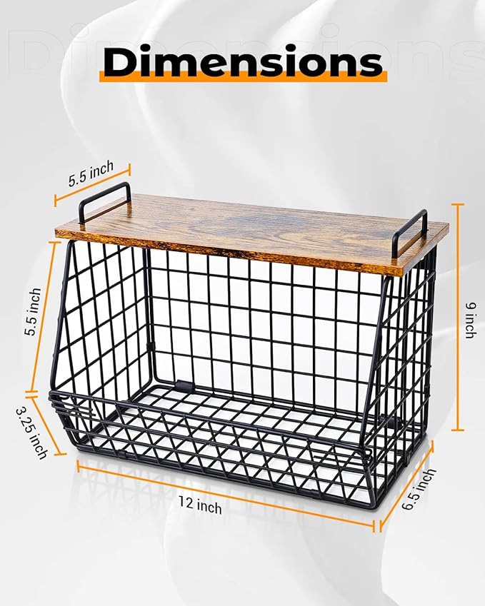 Extra Large Trash Bag Holder Under Sink, Wall Mounted Garbage Bag Dispenser Roll Holder for 13/33 Gallon Trash Bags, Kitchen/Pantry/Laundry Room Organization Basket Storage Bin, Tool-Free Assembly