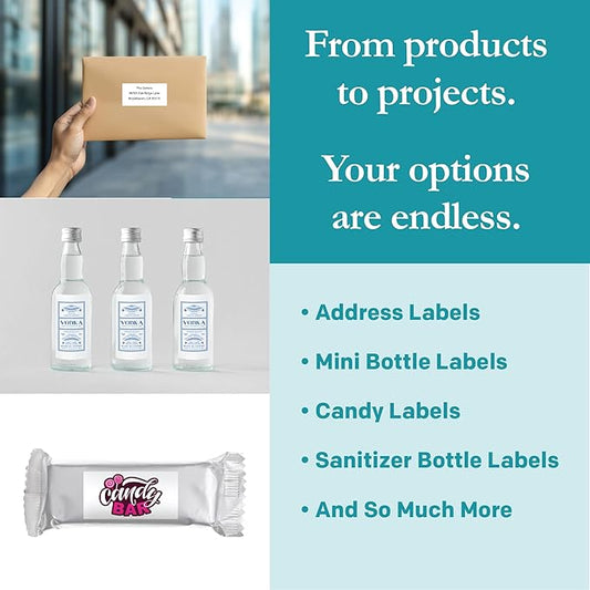 Premium Label Supply White Sticker Bottle Labels – 3" x 1.5" – Laser/Inkjet Compatible – (14 per Sheet), 500 Sheets – 7000 Total Adhesive Labels