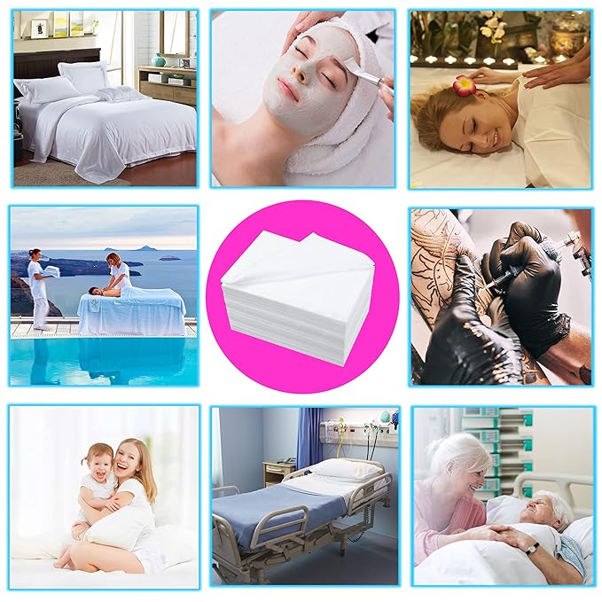 50 Pcs Disposable Bed Sheets 31" x 71" Massage Table Sheets Non Woven Fabric SPA Bed Cover Breathable for Massage Beauty Tattoos