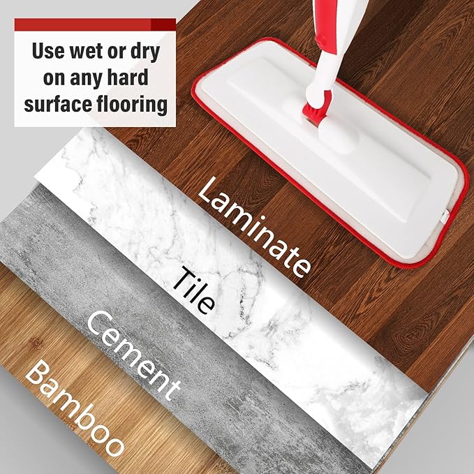 Mops for Floor Cleaning Wet Spray Mop with 14 oz Refillable Bottle and 2 Washable Microfiber Pads Home or Commercial Use Dry Wet Flat Mop for Hardwood Laminate Wood Ceramic