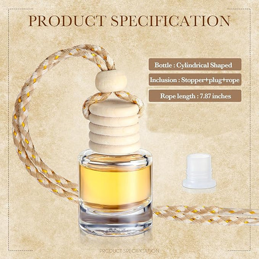BBTO 50 Pcs Hanging Car Air Freshener Car Diffuser Bottles Empty Glass Perfume Bottle Freshener Diffuser Bottle Pendant for Essential Oil Fragrance Aromatherapy Bottle Ornament (Cylinder)