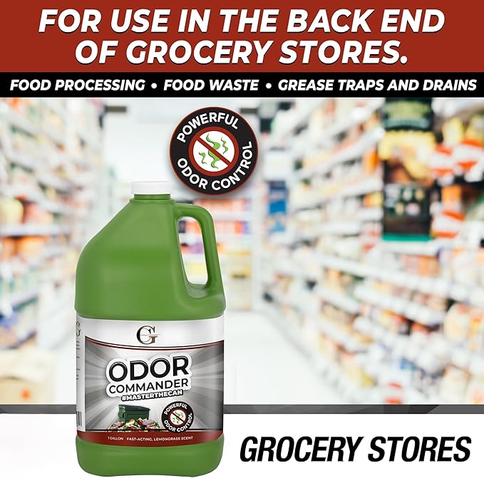 Garbage Commander Odor Commander, Odor Control Spray Bottle, 1 Gallon Refill, Lemongrass Scent - Proudly Made in Canada