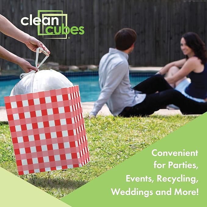 13 Gallon Disposable Pop-Up Trash Cans (3-Pack) with Fitted Bags – Foldable Garbage & Recycling Bins for Parties, Events & Kitchen (Picnic, 17" H x 13.5" W x 10" D)