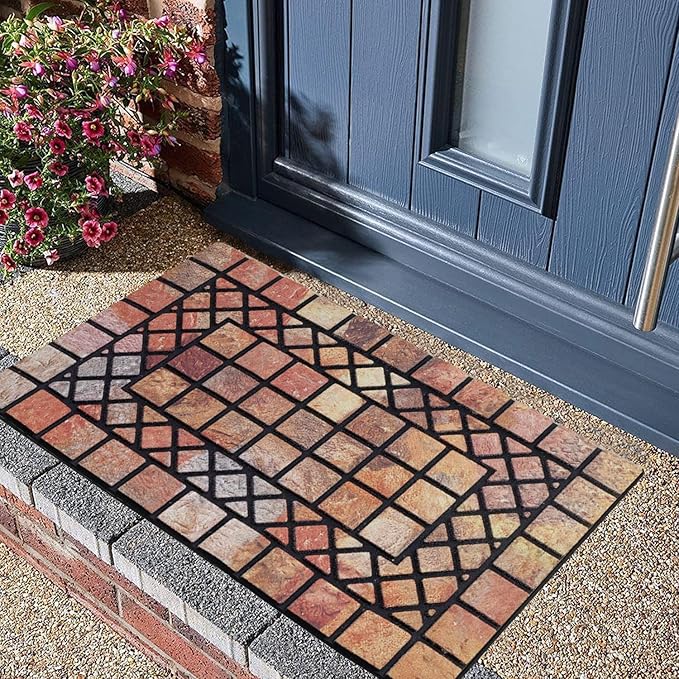CHICHIC Welcome Door Mat 18 x 30 Inch Front Doormat Outdoors for Home Entrance Outdoors Mat for Outside Entry Way Doormat Entry Rugs, Heavy Duty Non Slip Rubber Back Low Profile, Colorful