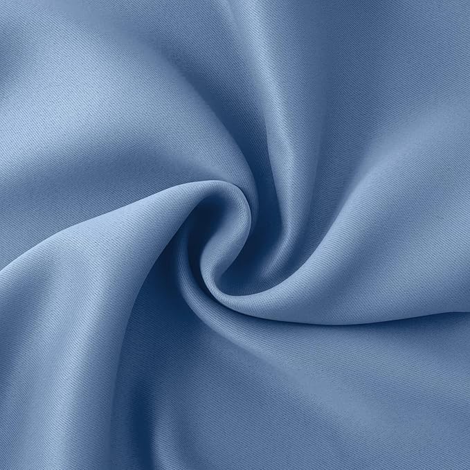 BGment Denim Blue Blackout Curtains 36 Inches Long for Kitchen Cafe Window - Half Window Drapes with Rod Pocket Short Length Privacy Protection Blinds for Rv Bedroom Bathroom, 34 x 36 Inch, 2 Panels