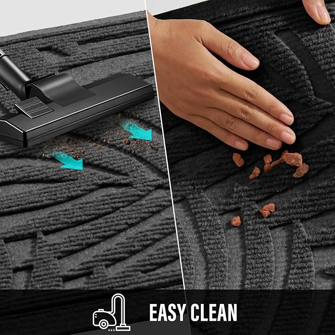 Front Door Mat, Absorbent Resist Dirt Welcome Door Mat Indoor Outdoor, Waterproof Doormat, Sturdy Non Slip Backing, Fade Resistant, Low Profile Entry Mat for Entryway, 47×32, Grey