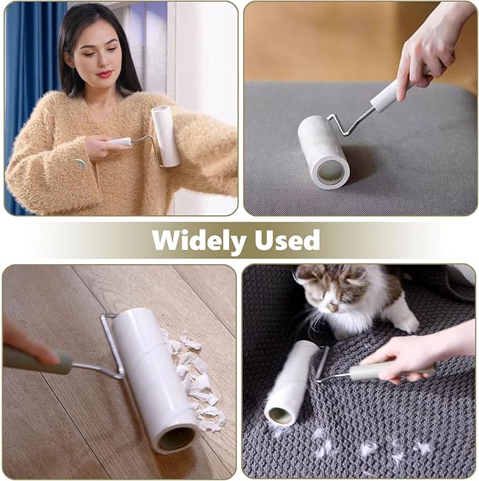 Extra Sticky Large Surface Lint Roller, 6.3'' Giant Lint Roller for Pet Hair, 450 Sheets/ 5 Refills, Long Handle Lint Remover for Clothes, Furniture, Dog & Cat Hair Remover