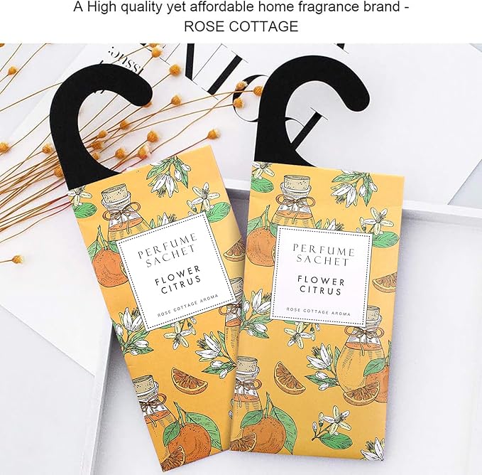 ROSE COTTAGE Large 12 Packs Flower Citrus Hanging Closet Air Freshener Scented Sachets Long Lasting Smell Goods