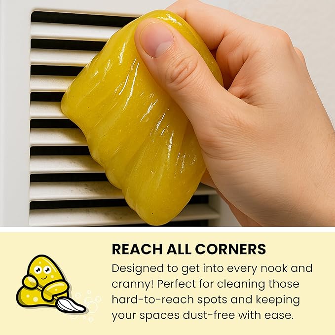 Slime Buddies Car Cleaning Gel Putty - 6 Pack Lemon Scented Interior Detailing Tool for Cup Holder, Air Vent & Keyboard - Reusable Auto Detailing Accessories - Dust Remover Goop - Gifts for Men Women