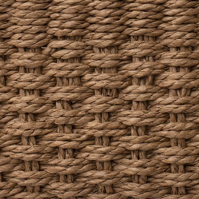 LA JOLIE MUSE Woven Storage Baskets, Recycled Paper Rope Bin Organizer Divider for Cupboards Drawer Closet Shelf Dresser, Set of 3 (Brown)