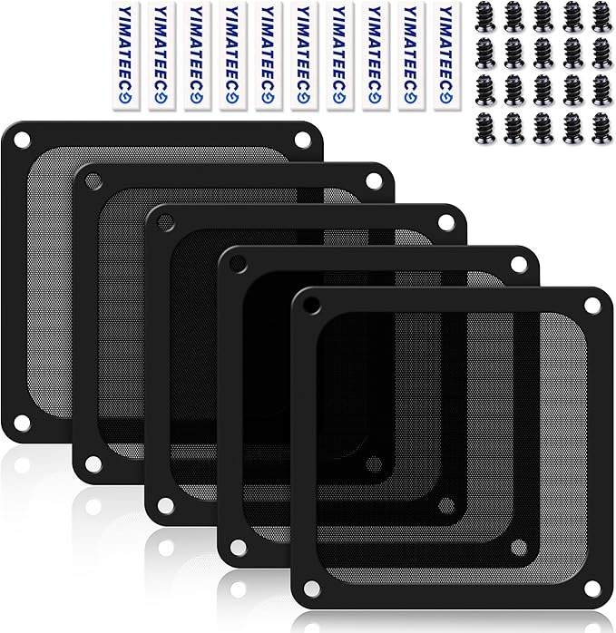Dust Filter PC 140mm for Computer Cooler Fan/PSU/Routers Computer Fan Filter Grills PVC 50 Mesh, Magnetic Frame PC Cooler Filter Dustproof Mesh (PVC, 140 * 140mm, 5pcs, Black)