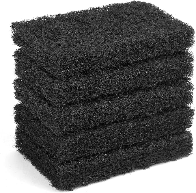 Heavy Duty Nylon Scour Pads Replacement Scrubber, Black 5 Pack 6 * 3.5 Inch