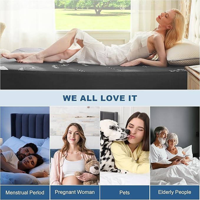 BEDLORE Twin Size Mattress Protector Waterproof, Mattress Pad Fitted 6-15 Inch Deep Pocket, 3D Air Fabric Soft Double Bed Mattress Cover Noiseless Washable for Bedroom, Hotel, Gray