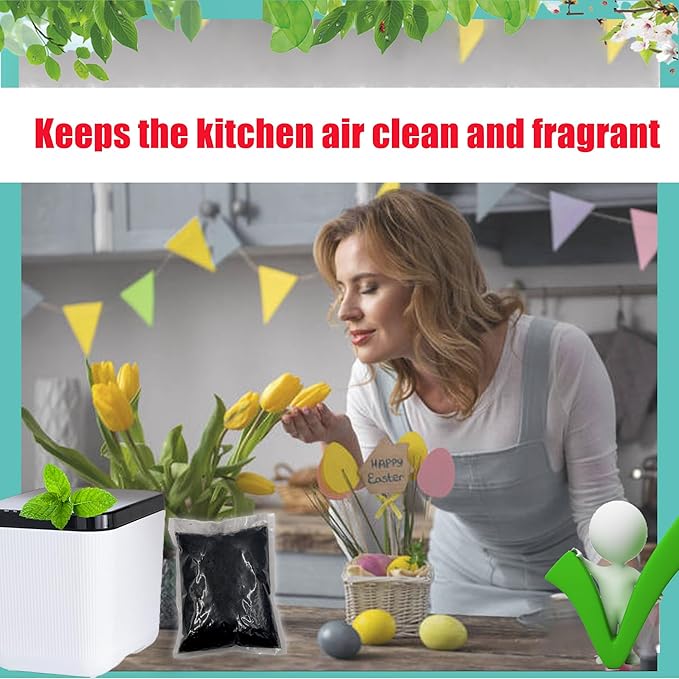 1.55 Pounds Oversized Pack Replacement Odor Absorbing Filter Refills for Smart Waste Kitchen Composter, Activated Charcoal for Electric Compost Bin Odor Control