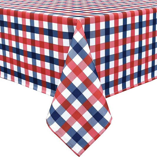 Waterproof Plaid Tablecloth Fabric - Square 58x58 Inch Classic Gingham Checker Table Cloth for Indoor/Outdoor Use - Buffalo Table Cover for Picnics, BBQs, and Parties