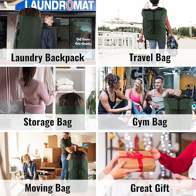 Laundry Bag Backpack, 125L Extra Large Travel Laundry Bags with Shoulder Straps, Adjustable & Extendable Design, Laundry Hamper Bag with 3 Pockets for Laundromat, College, Travel