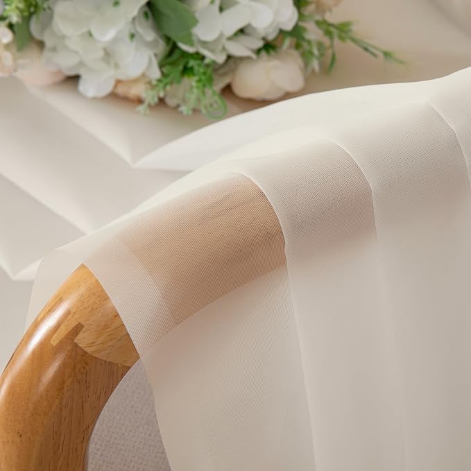 Chyhomenyc Cream Sheer Curtains 63 Inches Long 2 Panels Set- Light Filtering Curtains for Bedroom, Soft Airy Voile Rod Pocket Living Room Window Drapes, 42Wx63L Inches, 2 PCS