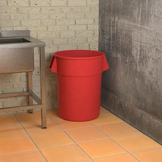 55 Gallon Red Round Commercial Trash Can