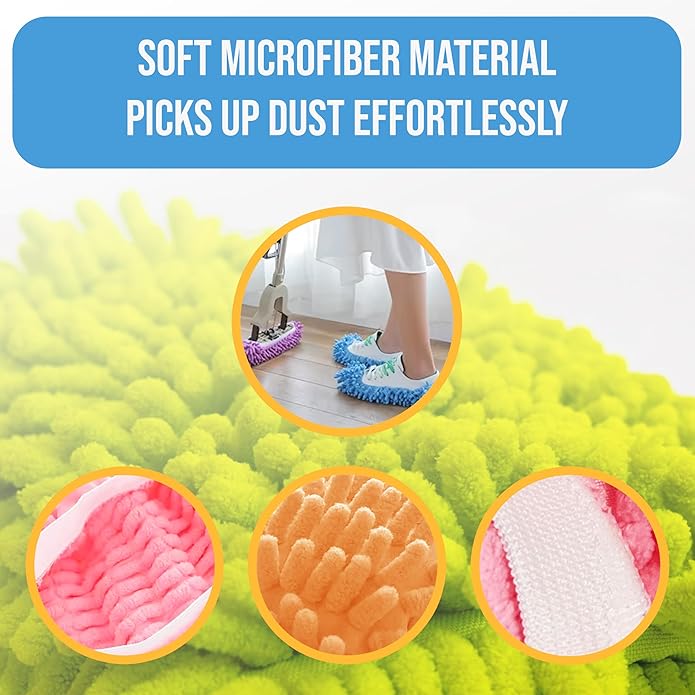 Winterlace Mop Slippers 20 Pcs (10 Pairs) Microfiber Chenille House Floor Dusting Cleaning Socks Shoe Cover Bulk Pack
