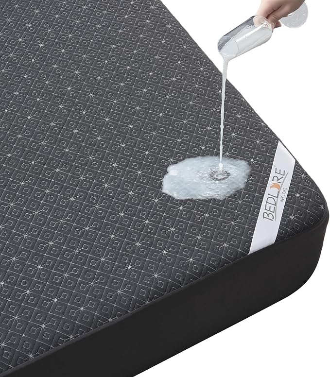 BEDLORE Waterproof Twin XL Mattress Protector, Noiseless Mattress Cover with Stretchable Pockets for 6-15 inches Mattress,Soft Breathable Mattress Pad College Dorm Size for Back to School (Dark Gray)
