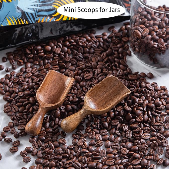 Wooden Scoop for Canisters 6PCS Acacia Wood Scoops for Jars Measuring Spoons for Ground Coffee Scoops Wooden Scoops Measuring Scoop for Seasoning Bath Salt Laundry Detergent Shovel-Multipurpose