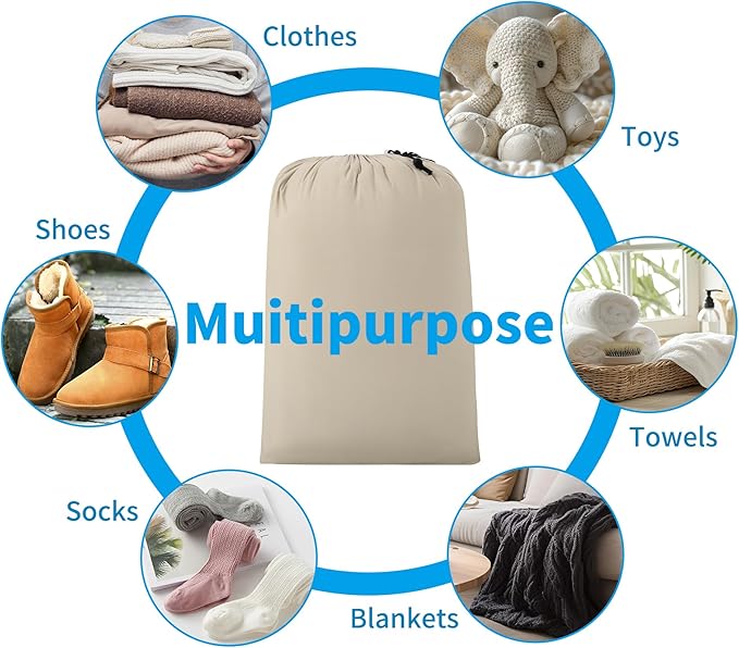 ZPECC Travel Laundry Bag 12 Pack,Bulk Extra Large Heavy Duty Bags, Durable Dirty Clothes Organizer With Drawstring, Fit a Basket or Hamper (40" X 30",Khaki)