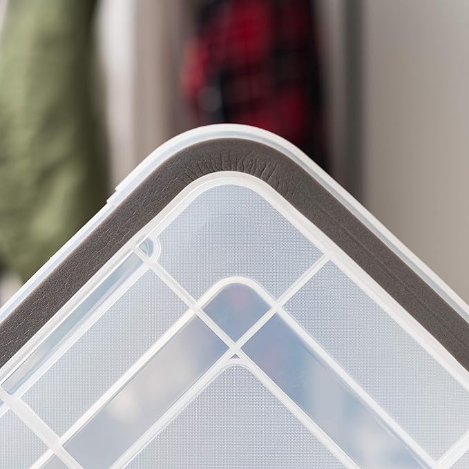 IRIS USA 110559 62.8 Quart Weathertight Plastic Storage Box, Clear (4 Pack)