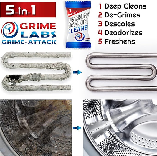 Washing Machine Cleaner Tablets - Penetrating Deep Clean Washer Cleaner Tablets For Front Loader And Top Load HE - Active Formula Tub Descaler Deodorizer