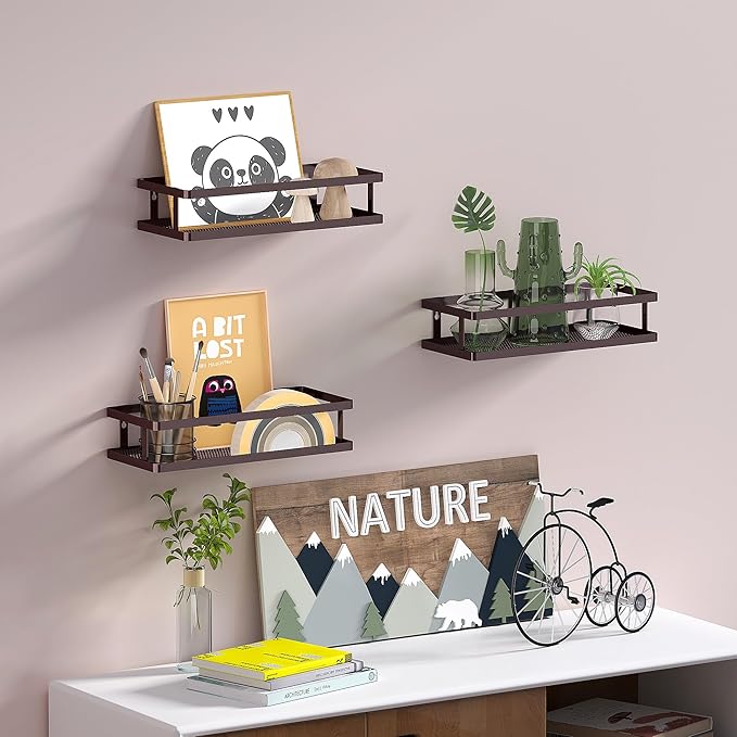 PUSDON Metal Wall Hanging Basket 2 Packs DIY Suitable for Multiple Scenes - Middle Bronze Guardrail