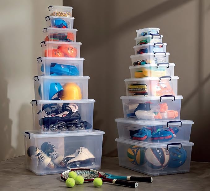 Superio Storage Bins with Lids, Clear Plastic Containers for Organizing, Stackable Totes, BPA Free, Odor Free, Organizer Boxes for Home, and Dorm (2 Pack, 32 Quart)