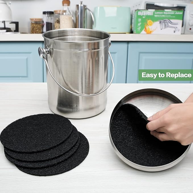 MyLifeUNIT 16 Pack Compost Bin Filter, Kitchen Compost Pail Charcoal Filter Replacements (7.25 inches)