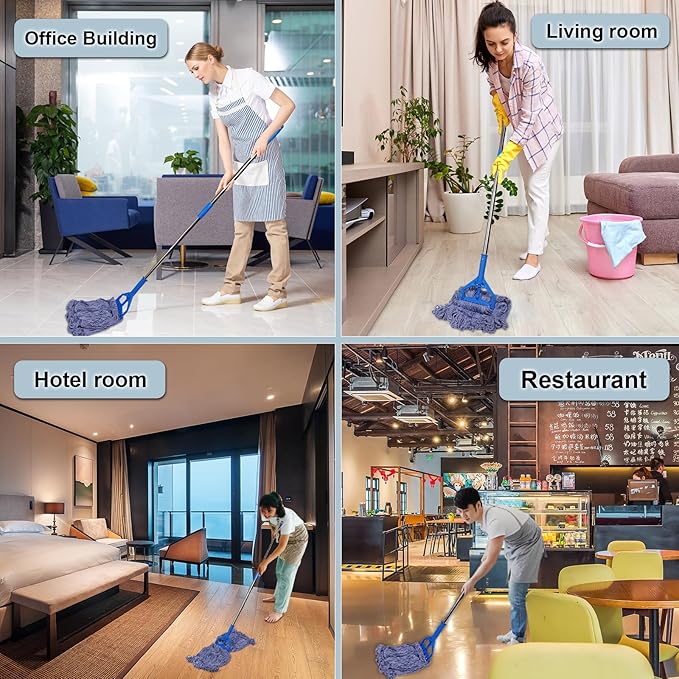 JERIA 16 Pack Heavy Duty Mop Head Replacements,String Mop Head for Commercial,Used for Home,Office and Kitchen,Washable,Reusable Mop