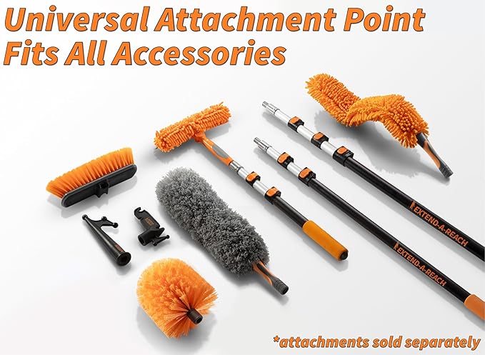 Window Squeegee and Microfiber Scrubber 2-in-1 Combo // Multi-Angle Window Cleaning Tool // Window Washing Equipment for Solar Panel and RV Windshield // Threaded Window Cleaner (pole sold separately)