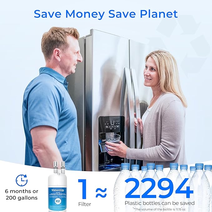 Waterdrop EDR1RXD1 Replacement for Everydrop® Filter 1, W10295370A, EDR1RXD1B, P8RFWB2L, P4RFWB, Kenmore® 46-9081, 46-9930, WD-F38 Refrigerator Water Filter, 3 Pack
