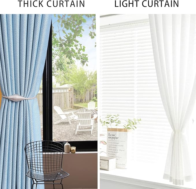 2 PCS Magnetic Curtain Tiebacks, European Style Convenient Drape Tie Backs Holdbacks for Thin or Thick Home & Office Window Draperies, No Tools Required(Beige)