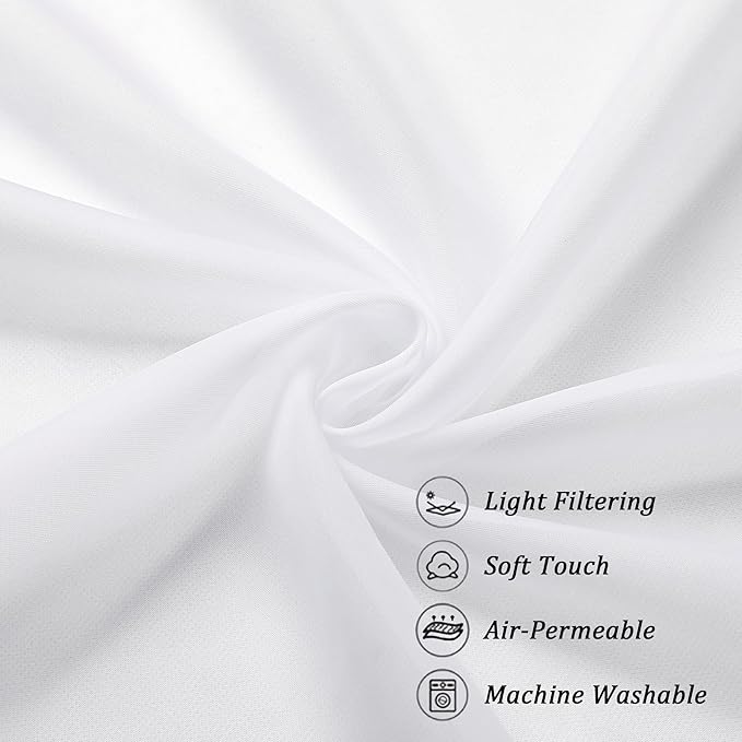 Chyhomenyc Extra Long White Sheer Curtains 120 Inches Long 2 Panels Set, Voile Window Drapes for Wedding Arch/Birthday Party/Hallway Window Guest Room, Each 42Wx120L in, 10FT, Set of 2, White