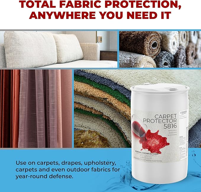 General Chemical Stain Shield Spray - Safe Fabric Protector Spritz and Stain Guard 5816 for Upholstery, Carpets, Rugs, Drapes & More - Impermeable Protectant Spray for Outdoor & Indoor Use - 55 Gallon