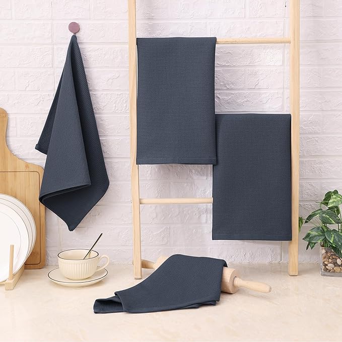 Homaxy 100% Cotton Waffle Weave Kitchen Towels - 8 Pack Soft and Absorbent Dish Towels - 16 x 26 Inches Quick Dry Hand Towels - Multiple Colour