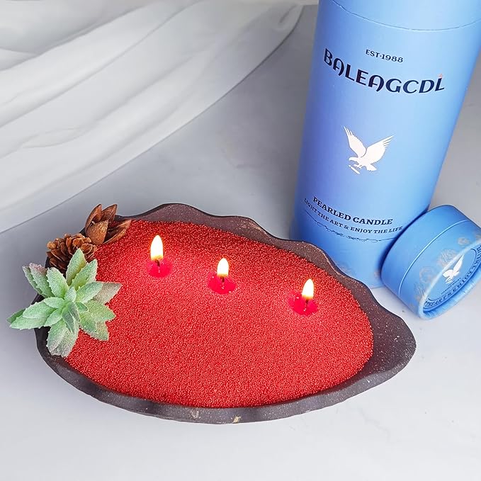 Camellia Scented Red Pearled Candle 18oz Luxury Sand Candle Granulated Wax - 30 Cotton Wicks - Wax for Candle Making Decorative Candles Smooth and Clean Burning Lasts up to 120 Hours