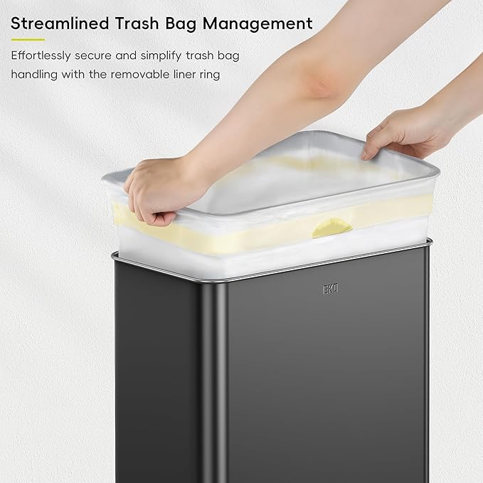 EKO Mirage X 80 Liter / 21.1 Gallons Motion Sensor Trash Can, Automatic Large Kitchen Trash Can Touchless, Stainless Steel, Matte Black