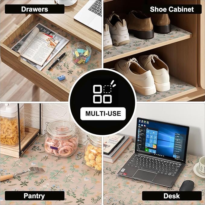 INNOLITES Shelf Liners for Kitchen Cabinets – Drawer Liner Waterproof & Oil-Proof, Non-Adhesive EVA Mat – Durable & Washable – for Shelves, Cupboard, Dresser 23.6" x 236"