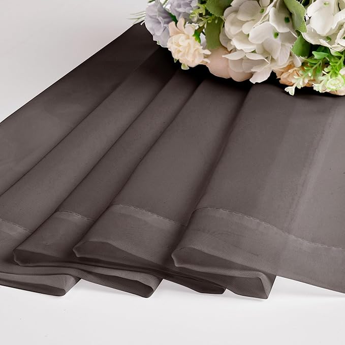 Chyhomenyc Chocolate Brown Sheer Curtains 30 inch Length 2 Panels, Light Filtering Voile Rod Pocket Short Window Curtians for Bathroom Living Room Farmhouse Small Windows, 42Wx30L inches