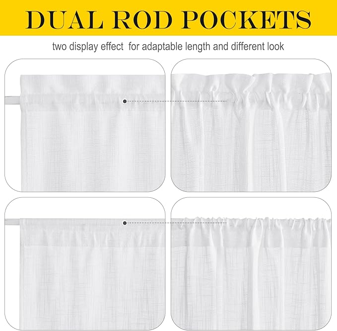 NICETOWN French Door Curtains for Sliding Glass, 80 inch Long Curtains for Living Room Bedroom Window Cover Half Privacy Semi Sheer Front Panels for Back Door Window, 1 PC, White, 26" Wide