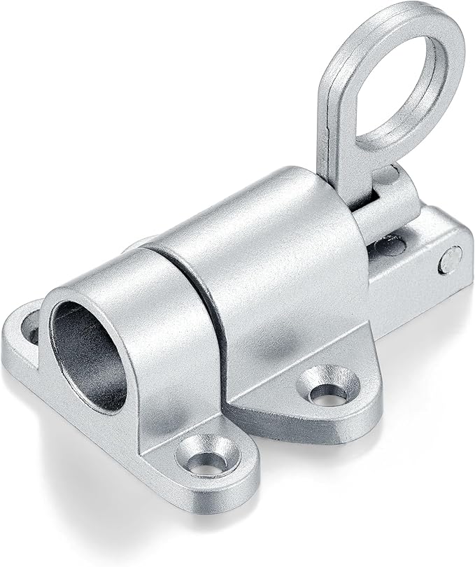 8 Packs Self-Closing Latches,Silver Gray Spring Door Lock,Resilient Bolt Latch Aluminum Alloy Safety Automatic Spring Barrel Slide Door Lock with Screws,Used for Gate,Window and Cabinet etc
