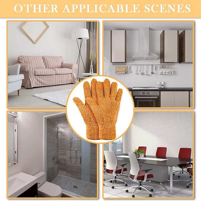 Patelai 3 Pairs Microfiber Plant Dusting Gloves Leaf Cleaning Gloves for Indoor Plants, Blinds, Furniture, House(Medium,Orange, Brown, Dark Gray)